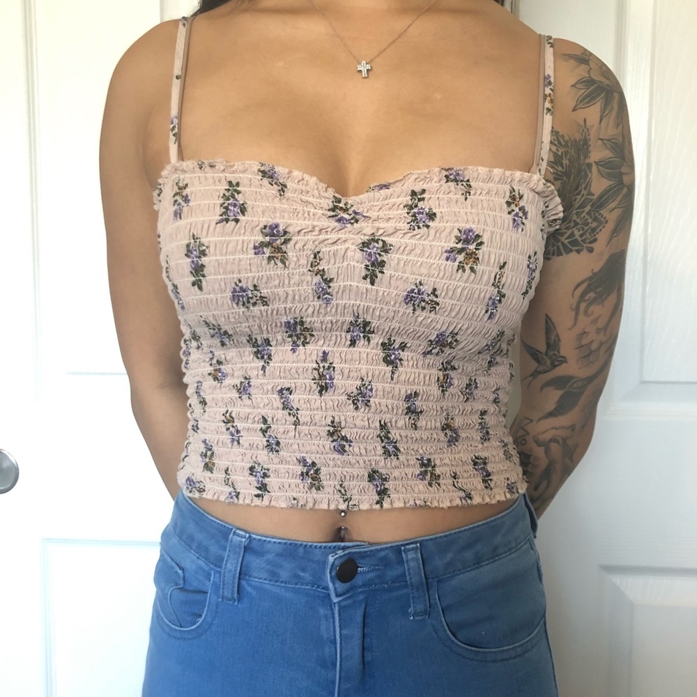 Brandy Melville semi crop floral top
